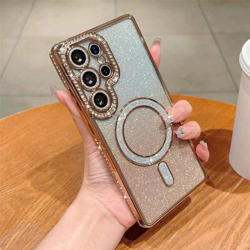 (gold, iPhone 12) Fashion Magnetic Bling Diamond Cover for Samsung Galaxy S25 Ultra S24 SE A56 A36 A26 A16 A55 A35 A25 A15 A54 Case iPhone 16 15 Plus 14 13 Pro Max Case