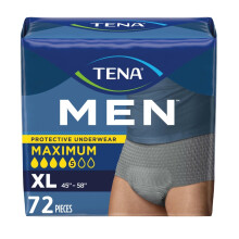 TENA ADULTI PROTECTIVE MERCHIO PER UOMINO ASSOLUZIONE MASSIME EXTRA GRIGE GRIGIONE SPOSTATORE 72 COUNT (4 confezioni da 18)
