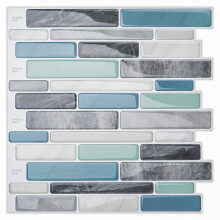 LONGKING Self-Adhesive Kitchen Backsplash Marble Look Decorative Tiles (10 Tiles)