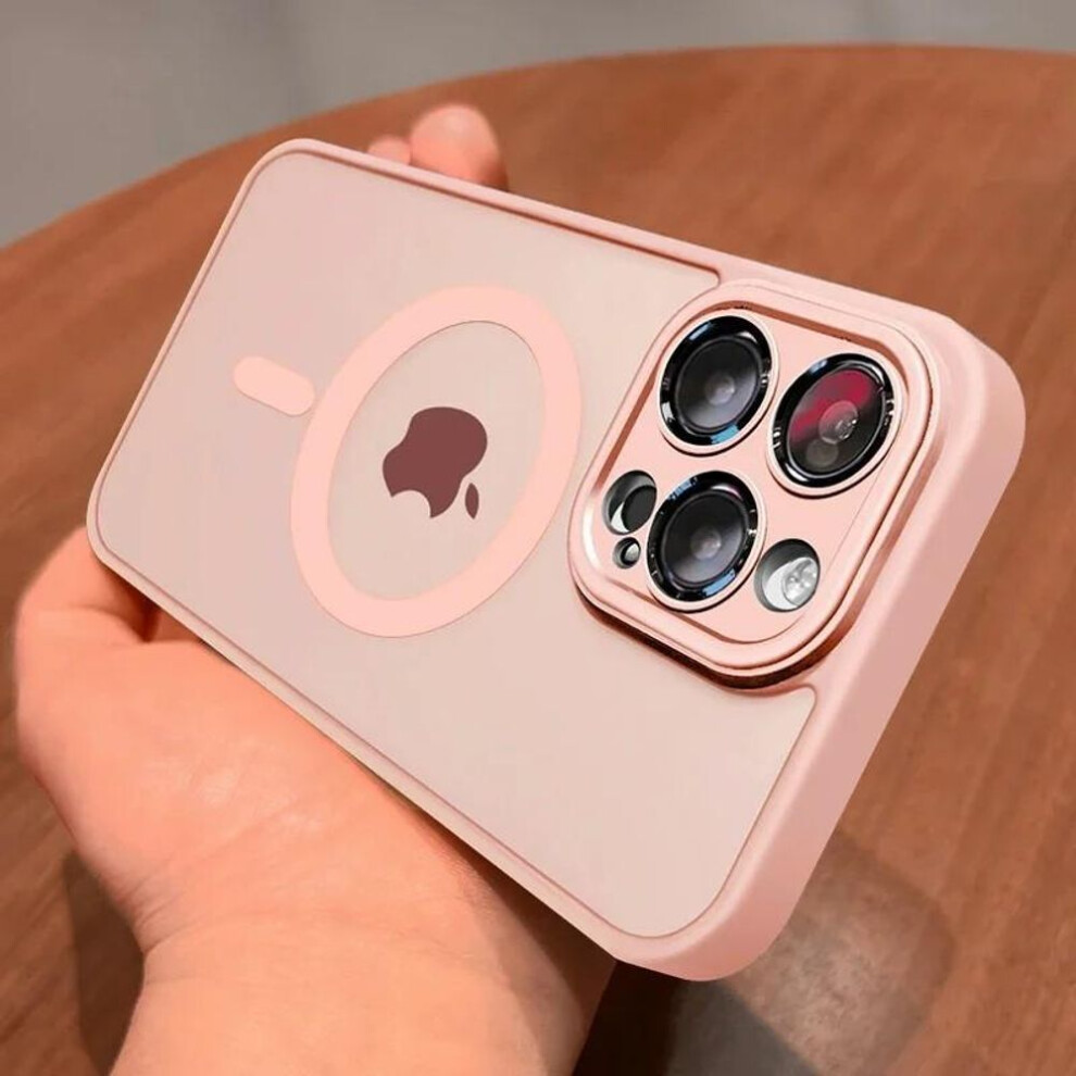 (pink, iPhone 11 Pro Max) Magnetic Luxury Matte Translucent Armor Shockproof Case For Iphone 16 15 14 13 12 11 Pro Max Plus For Magsafe Wireless Charge Cover