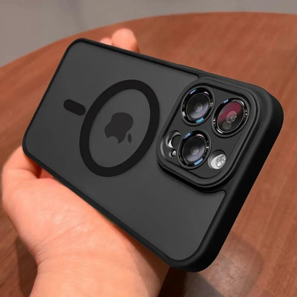 (, Iphone 16 Pro Max) Magnetic Luxury Matte Translucent Armor Shockproof Case For Iphone 16 15 14 13 12 11 Pro Max Plus For Magsafe Wireless Char Black 4209198816776
