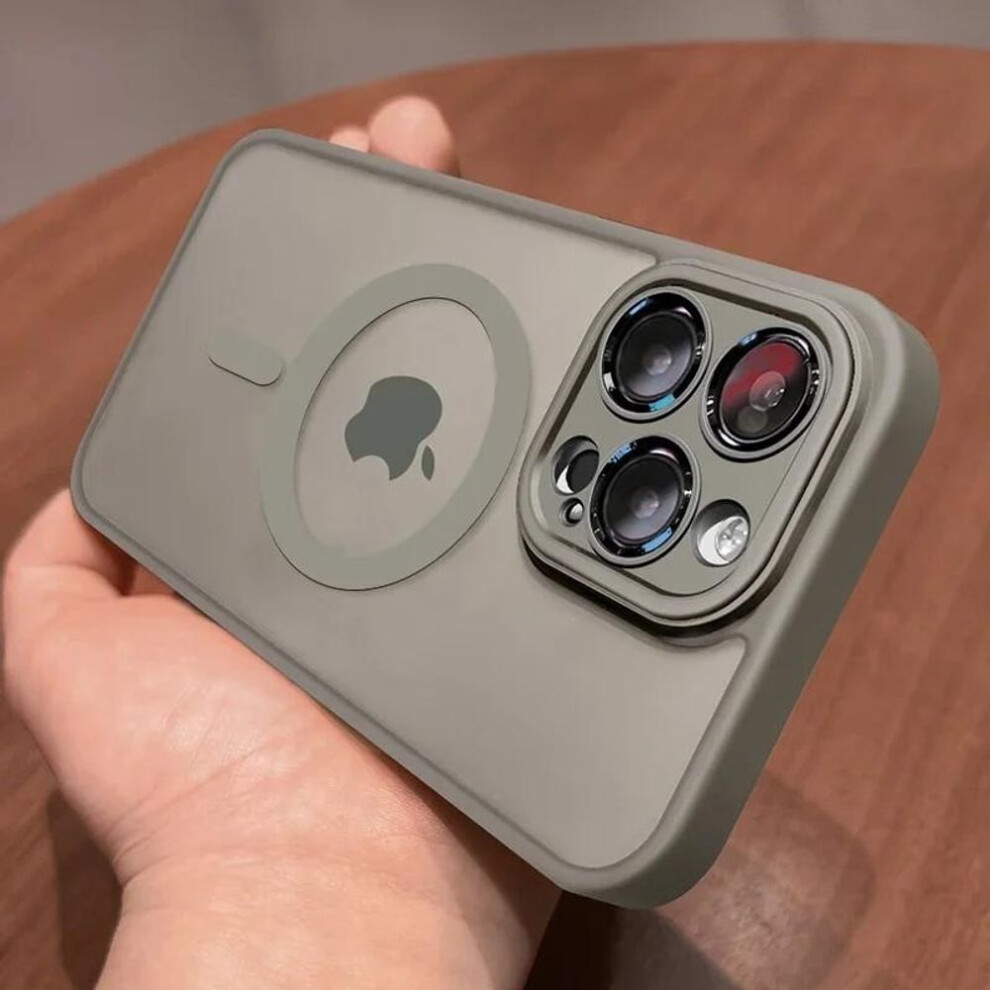 (grey, iPhone 16) Magnetic Luxury Matte Translucent Armor Shockproof Case For Iphone 16 15 14 13 12 11 Pro Max Plus For Magsafe Wireless Charge Cover