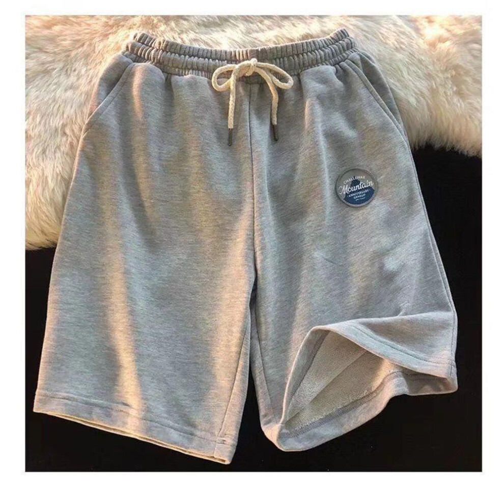 (light gray, M) Men's 2022 Retro Solid Color Loose Fit Wide Leg Casual Sports Shorts