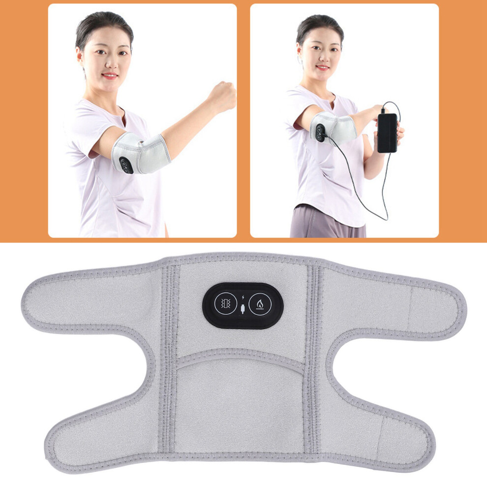 Light/Grey Elbow Heating Pad Wrap 3 Heating Levels Adjustable Hook Loop Fastener Vibration Heated Arm Brace