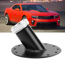 45 Degree Fuel Cell Filler Neck with 12 Bolt Steel Base Aluminum Cap 1.5in Inner Diameter Black