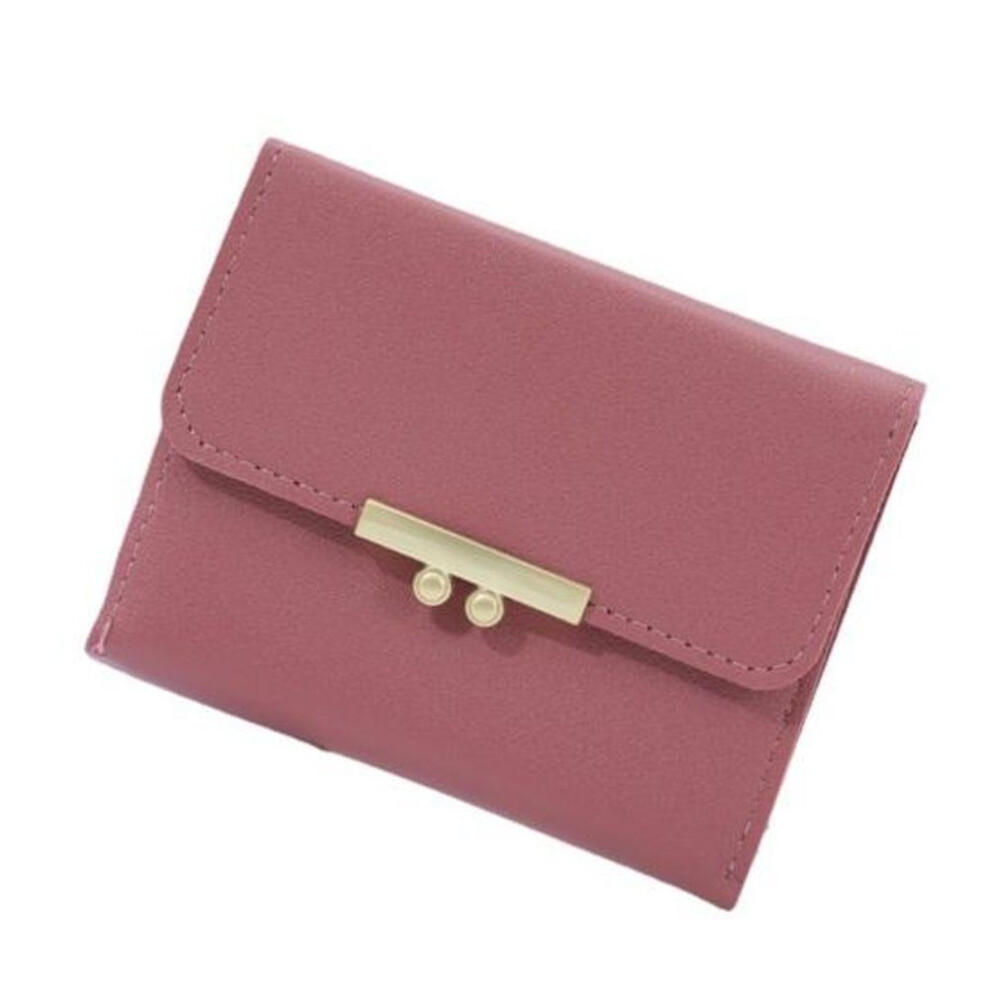 (watermelon red) Women Wallet Luxury Faux Leather Solid Color Tri-fold Multi-slots Card Holder Short Slim Coin Purse Money Case Bag Girls Gift