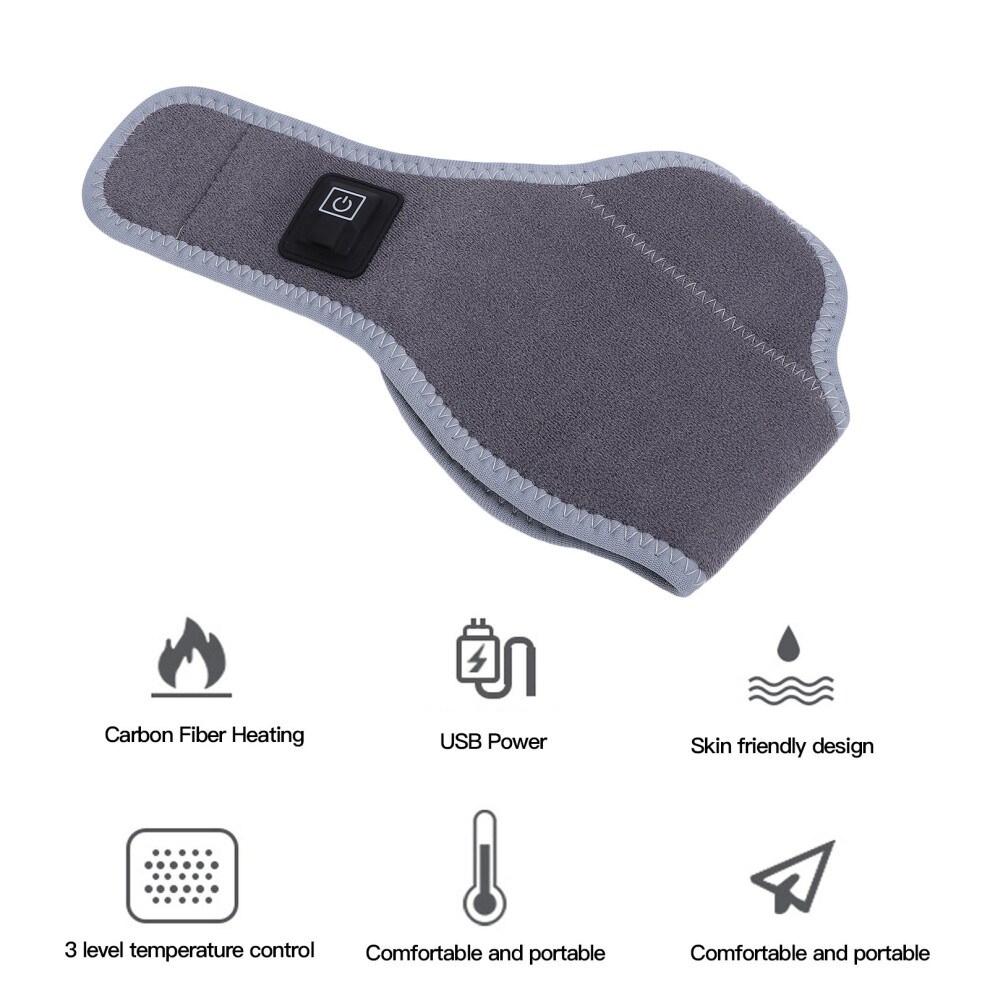 Heated Ankle Brace USB 5V2A Electric Adjustable 3 Levels Settings Carbon Fiber Heated Ankle Support Wrap Dark Gray