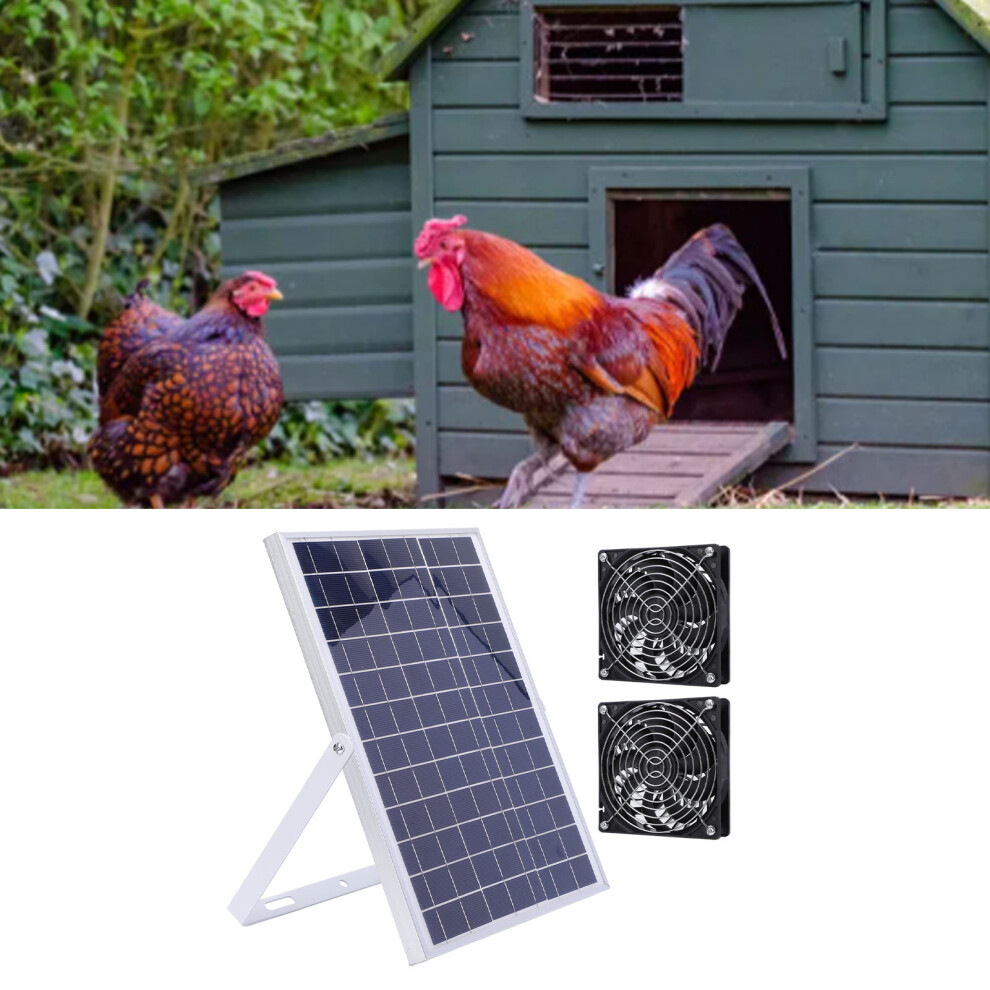 15W Solar Panel Fan Kit Ip65 Weatherproof Dual Fan Solar Exhaust Intake Cooling Ventilation Fan For Chicken Coop Greenhouse Shed Pet House 3751296791628