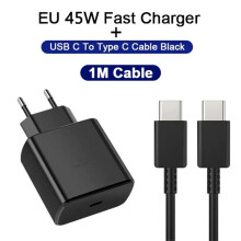 (black, EU) PD 45W USB Charger Fast Charger For Samsung Galaxy S25 S24 S23 Ultra A56 A36 With USB C To Type C Quick Charge Cable Phone Adapter