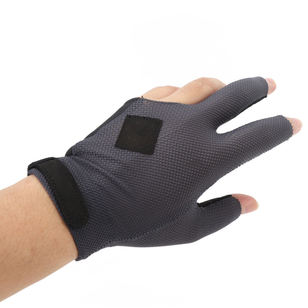 Billiard Glove 3 Fingers Pool Glove Breathable Anti Slip High Elasticity Snooker Cue Sport Glove with Hook and Loop for Women Men Deep Gray-image-OPC-PH9QDSP-NEW