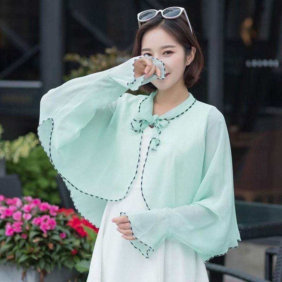 (lake green) and Driving Sunscreen Scarves Sun Protection Cape Chiffon Scarf Sunscreen Shawl Korean Style Shawl