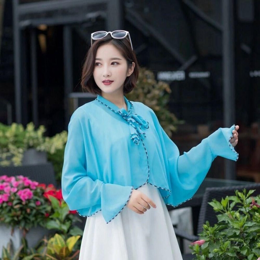 (blue) and Driving Sunscreen Scarves Sun Protection Cape Chiffon Scarf Sunscreen Shawl Korean Style Shawl