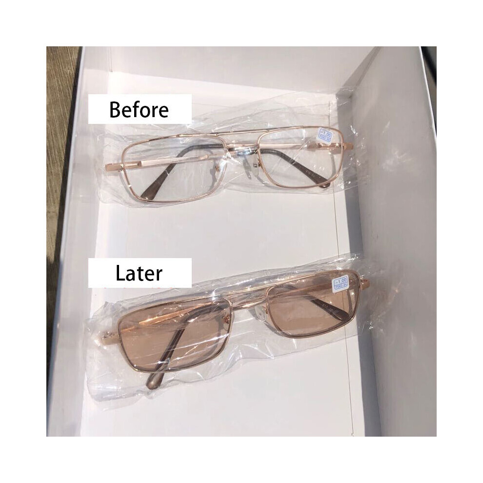 (+3.00, Gold(Photochromic)) HOT Mens Womens Photochromic Transition Reading Glasses Metal +1.0 ~ 4.0 Readers