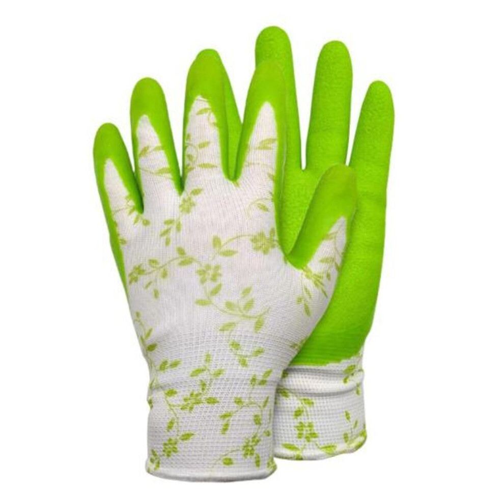 (green) 1 Pair Gardening Gloves Waterproof Latex Gloves With Elastic Wrist Floral Print Anti Stabbing Protective Gloves For Planting Weeding Picking
