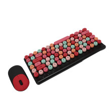 Wireless Keyboard Mouse Combo 86 Keys with USB Receiver Gaming Mixed Color Retro Plug and Play for OS X PC Laptop Red