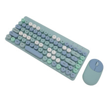 Wireless Keyboard Mouse Combo 86 Keys with USB Receiver Gaming Mixed Color Retro Plug and Play for OS X PC Laptop Blue