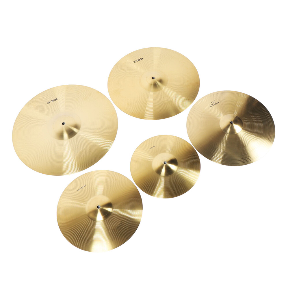5PCS Set Drum Cymbals 12in 14in 16in 18in 20in Brass Classic Drums Cymbals Set with Pads and Storage Bag for Practice