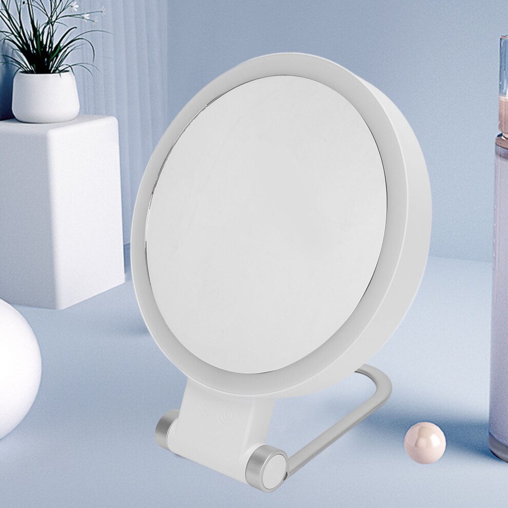 Travel Makeup Mirror Dual Sided Round Shape Foldable 1X 20X Magnification LED Lighted Vanity Mirror
