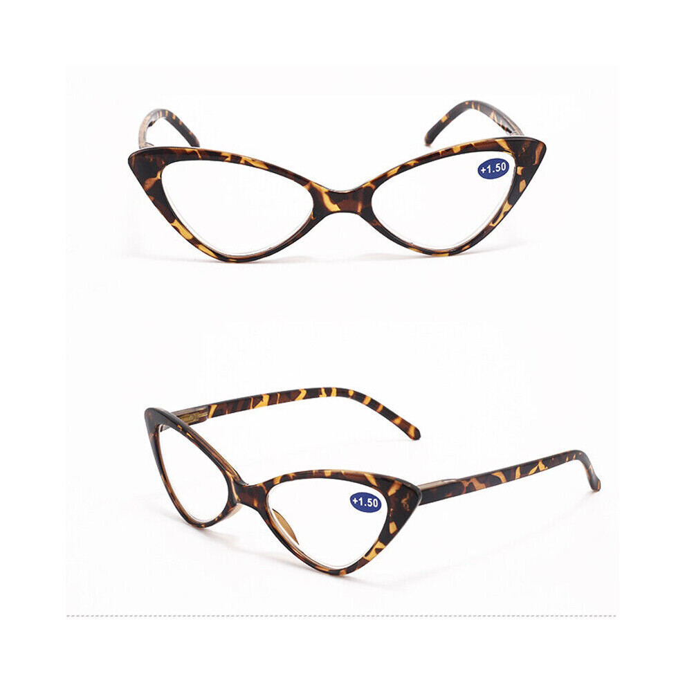 (+1.00, Tortoiseshell) Womens Cat Eyes Fashion Sexy Reading Glasses Spring Hinge Readers +1.0 1.5 2.0 2.5 3.0 3.5 4.0