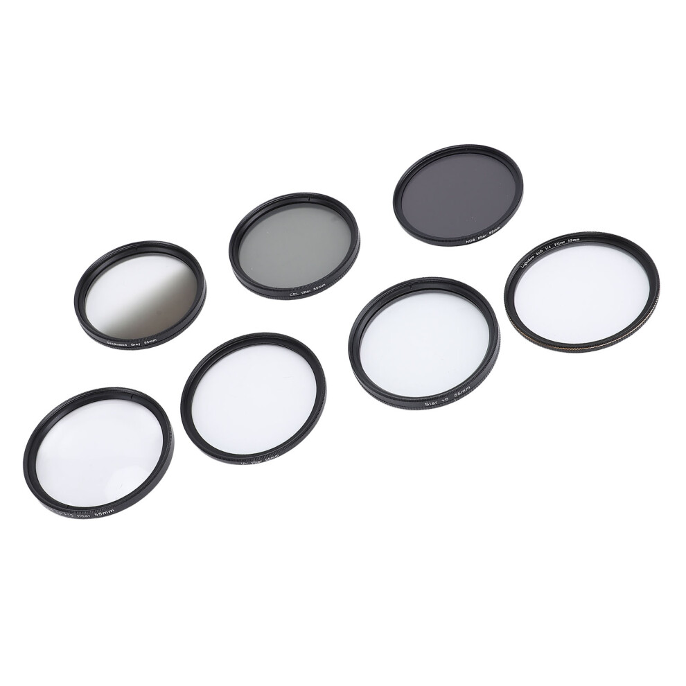 Camera Lens Filter Kit Uv Cpl Nd8 Soft Graduated 10X Macro 6 Points Star Filter Set For Photography 55Mm/2.17In White/Grey 3461296830677