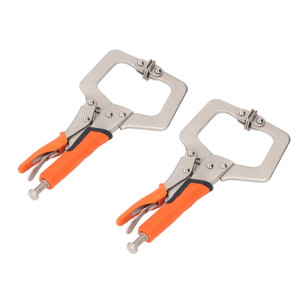 2Pcs Locking C Clamp Pliers Set Heavy Duty Woodworking Face Clamp With Rotating Pads For Welding Pocket Hole Joinery 9In 9431296832616
