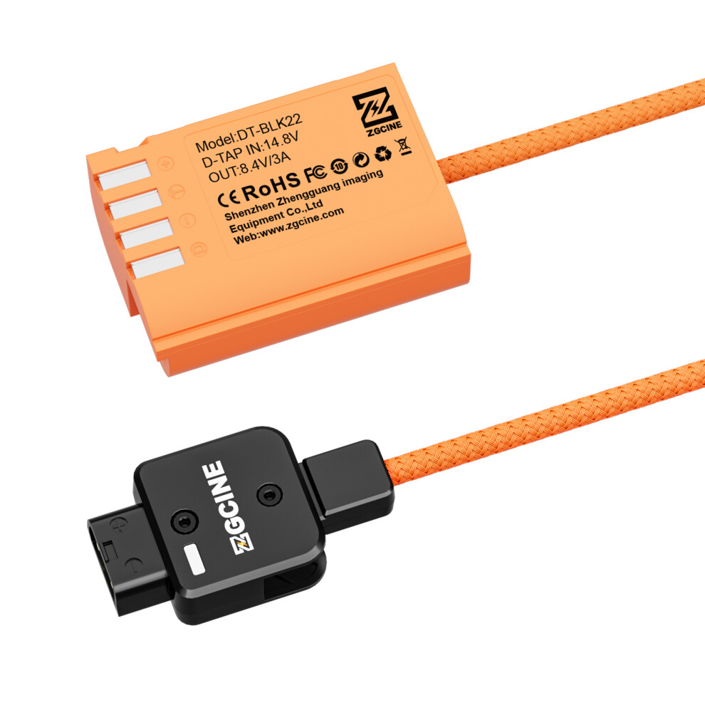 Zgcine Dmw-Blk22 Dummy Battery With D-Tap Connector Power Cable 60Cm Long D-Tap To Dmw-Blk22 Dummy Battery Replacement For Panasonic Lumix 6931296832898