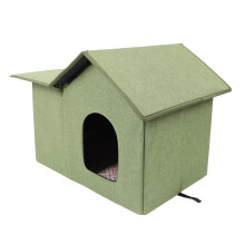 Cat House for Outdoor Cats Foldable Water Resistant Rainproof Feral Cats Shelter Cat Cave Army Green
