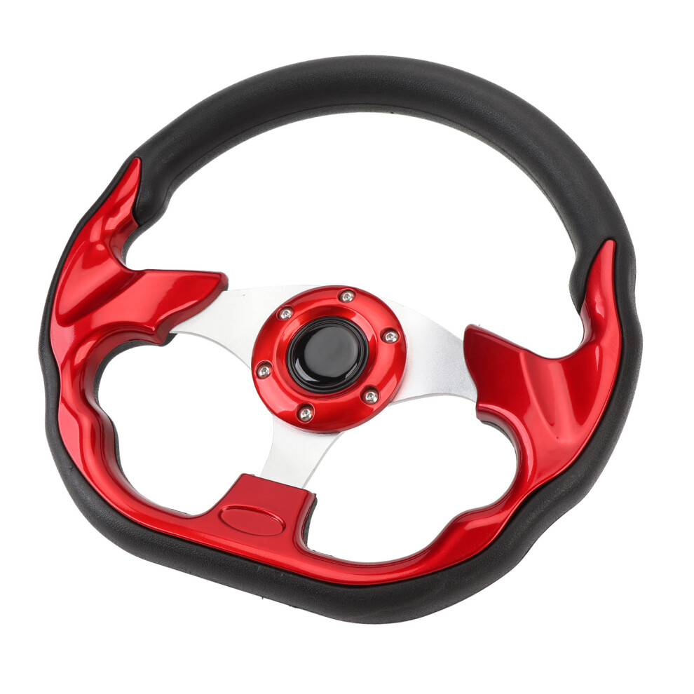 Car Steering Wheel 13In Pu Stylish Look Impact Proof Enhanced Grip Easy Installation Racing Steering Wheel For Vehicle Red 8251296840333