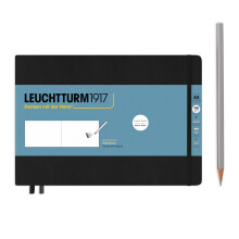 Leuchtturm1917 - Blocco da disegno con copertina rigida, formato paesaggio medio (nero) - 112 pagine di carta da 150 g/m