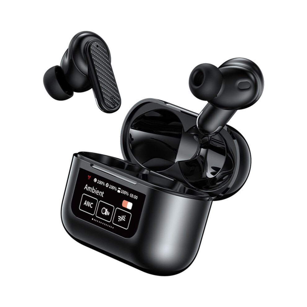 Yw08 Wireless Bt 5.4 Headset With Charging Case Smart Touch Color Screen Anc Ambient Noise Cancellation 9D Stereo Surround Sound 4931296847160