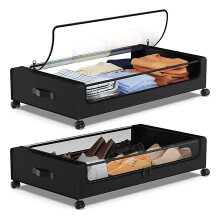 Under Bed Storage Container with Lids and Wheels Multifunctional Home Dorm Clothes Storage Bins Clear Visible Dustproof Underbed Organizer