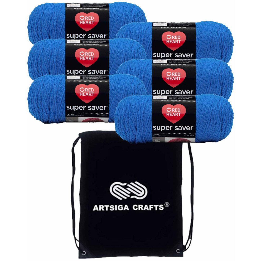 Red Heart Super Saver Blue E300B-886 (6 Str Nge Gleiche Farbpartie) Kammgarn Medium Nr. 4 Acrylgarn Zum H Keln Und Stricken Mit Projekttasche-image