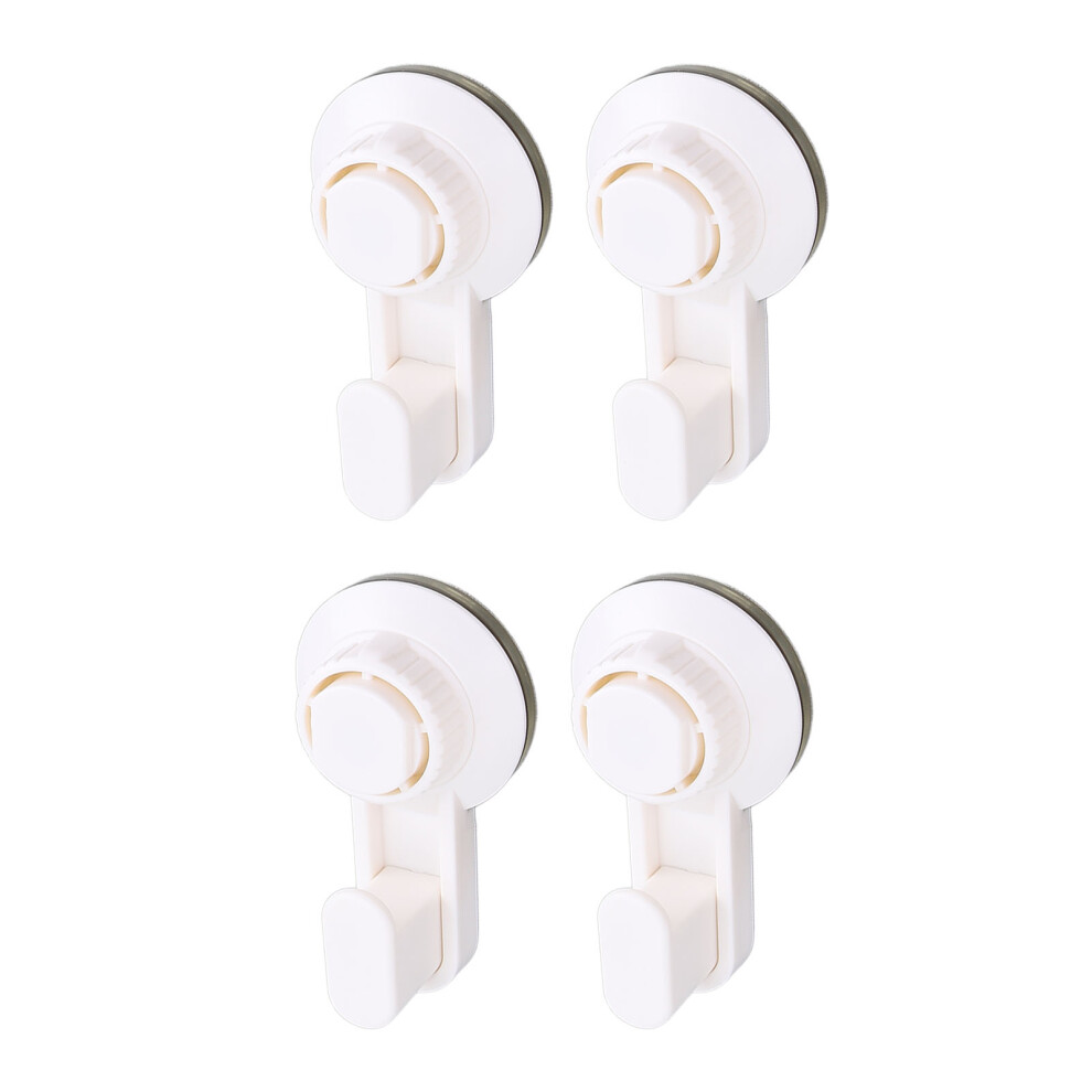 4pcs Vacuum Suction Hook Holder Powerful Water Proof No Punch Space Saving Suction Shower Hook for Glass Mirrors White