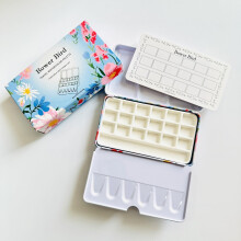 Bower Bird Travel Watercolor Palette Portable Ceramic Palette 18 Well Empty Paint Palette Small Travel Metal Paint Boxwith Porcelain Palette