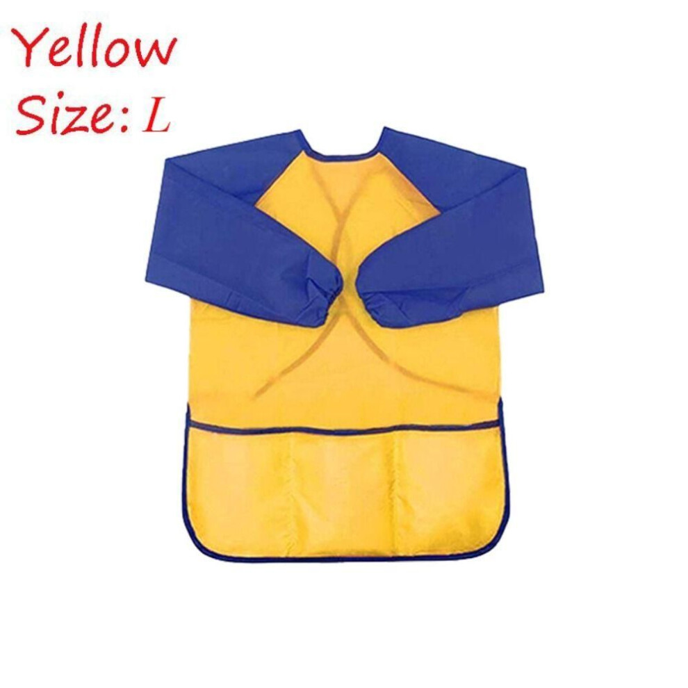 (yellow, L) Children Craft Baking Cooking Bib Kids Painting Apron Waterproof Art