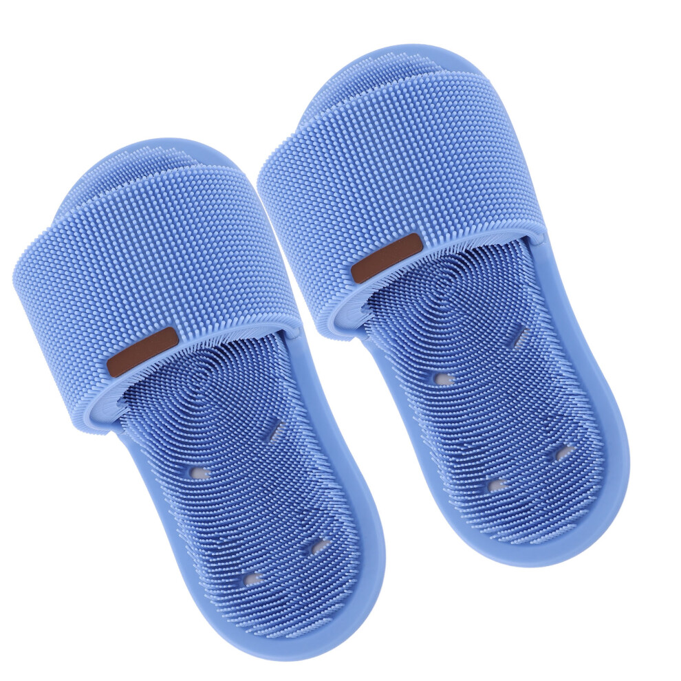 Blue 1 Pair Foot Scrubber Slippers 360 Degree Silicone Shower Foot Scrubber Silicone Foot Cleaner With Suction Cup For Feet Cleaning
