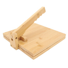 Wooden Tortilla Press Maker with Rolling Pin and 50 Sheets Parchment Paper Manual Dough Press Machine for Home Kitchen