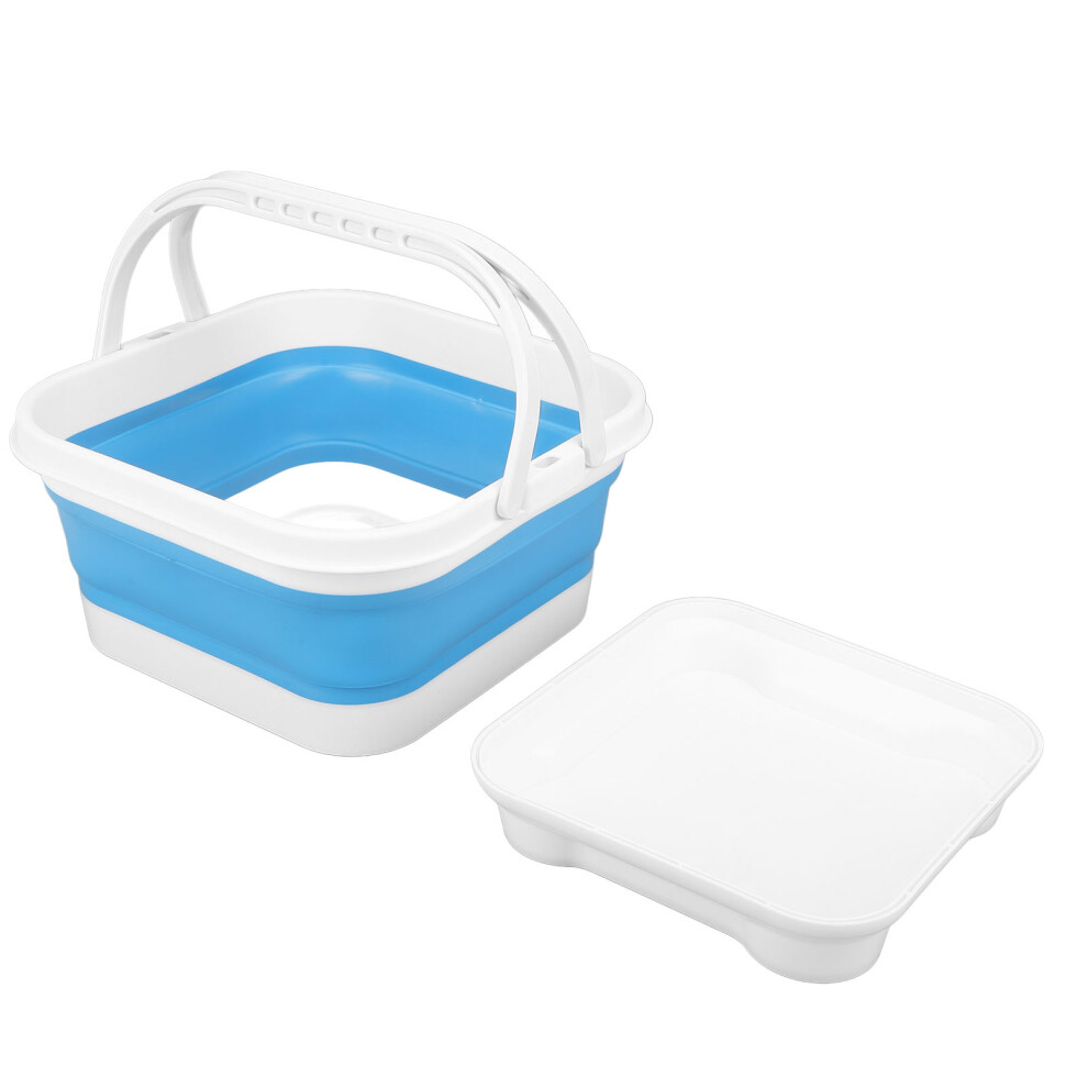 Bath Toy Holder With Removable Base Quick Drain Drying High Capacity Cute Foldable Bathroom Toy Storage Bin For Toiletries Towels +Blu White