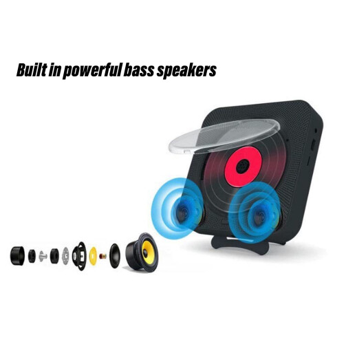 Bluetooth CD Player Portable Remote Control Protective Cover 2 Modes Wall Mount Cd Player Black 2