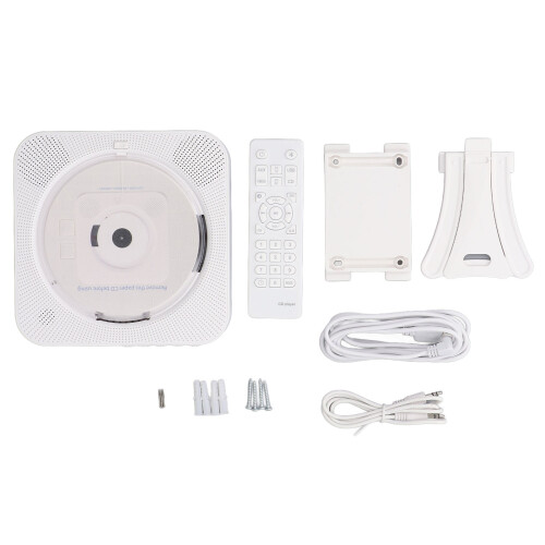 Bluetooth CD Player Portable Remote Control Protective Cover 2 Modes Wall Mount Cd Player White 1