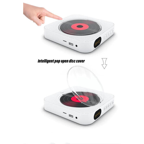 Bluetooth CD Player Portable Remote Control Protective Cover 2 Modes Wall Mount Cd Player White 2