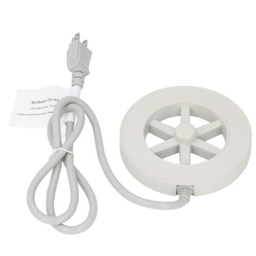 70W Aluminum Bird Bath Deicer with Thermostatic Control, Ready Plug