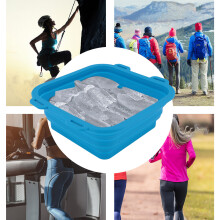 Foldable Silicone Ice Bath Tub 11.7oz Blue Portable & Efficient Cooling