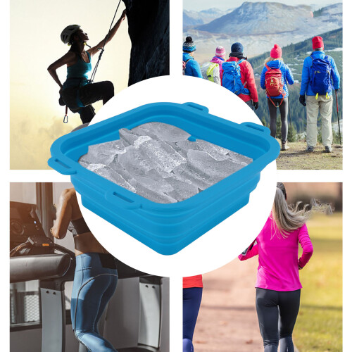 Foldable Silicone Ice Bath Tub 11.7oz Blue Portable & Efficient Cooling