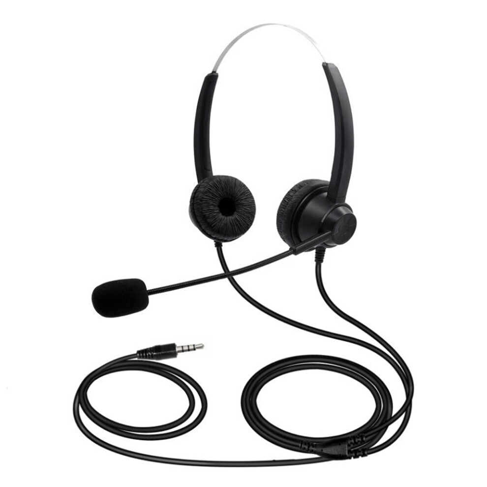 3.5Mm Wired Computer Headset With Microphone Dual-Ear Headphones Universal Office Call Center Headphone Suitable For Telephone Operator Com 7611296889069