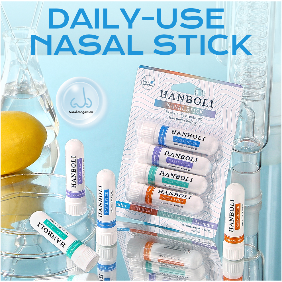 (4set= 16pcs Nasal Stick) HANBOLI Essential Oil & Menthol Inhaler Aromatherapy Inhaler Nasal Stick