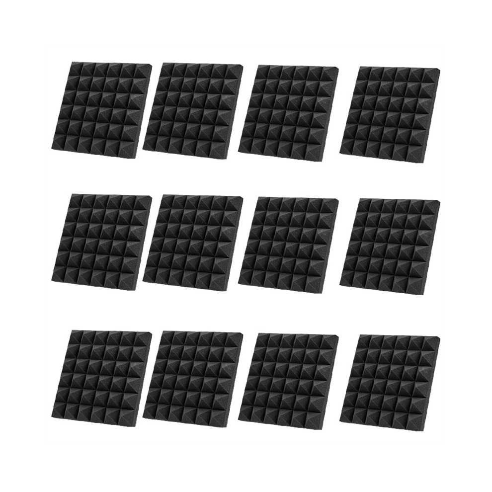 12Pcs Acoustic Soundproof Foam Sound Absorbing Panels Insulation Wedge for Studio Walls Ceiling,2x12x12Inch