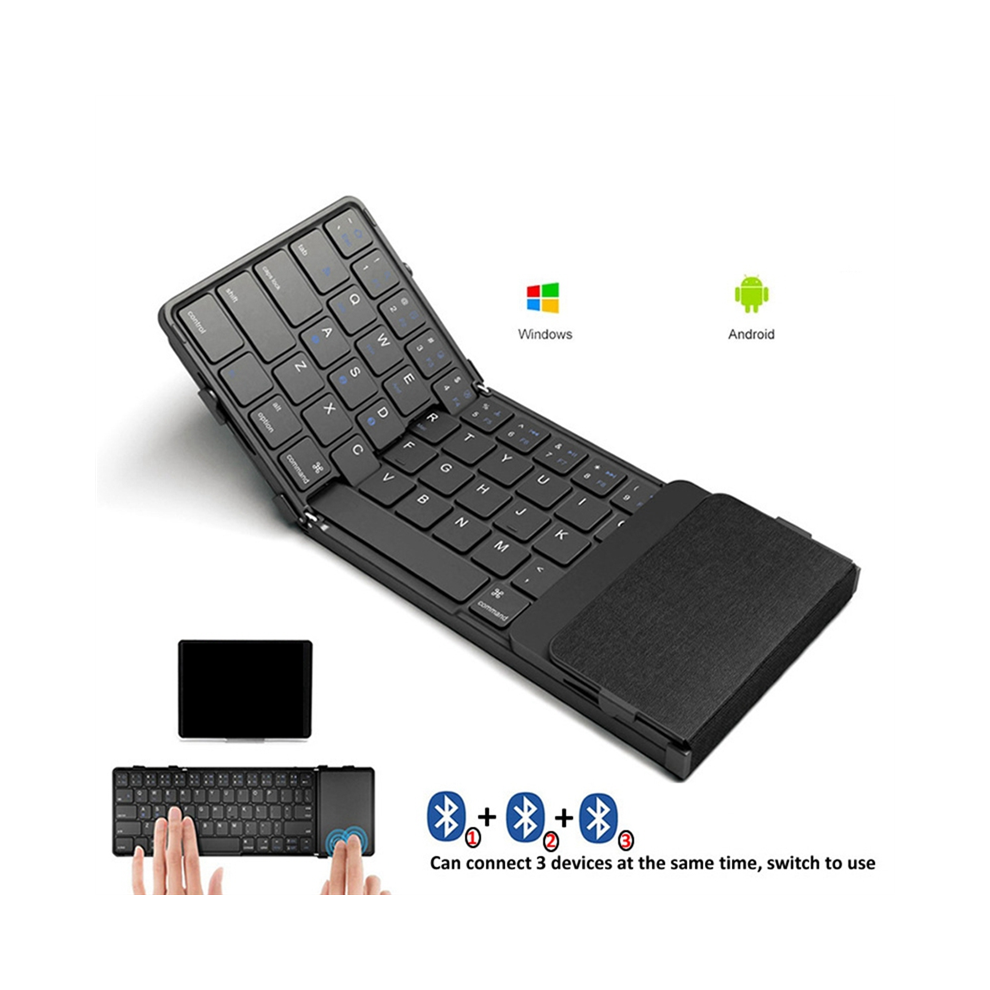 Foldable Bluetooth Keyboard Tri-Folding Wireless With Touchpad Rechargeable For Ios Android 4852431786697