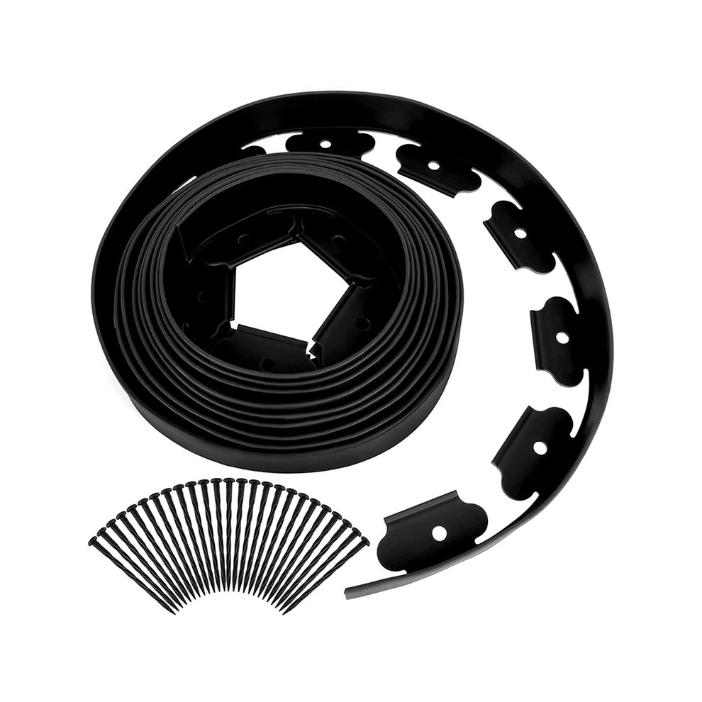 Landscape Edging,16.4Ft Garden Edging With 15 Stakes, Rubber Landscaping For Yard Borders Black 4852431788257