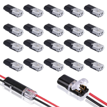 20 stuks dubbele draad plug-in connectoren met vergrendelingsgesp, insteekbare connectoren 2-pins universele compacte draadterminal